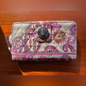 Vera Bradley Turn Lock Quilted Floral Paisley Double Sided Wallet
